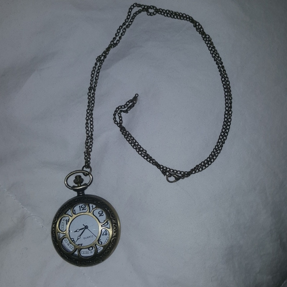 Beautiful long clock necklace from France!